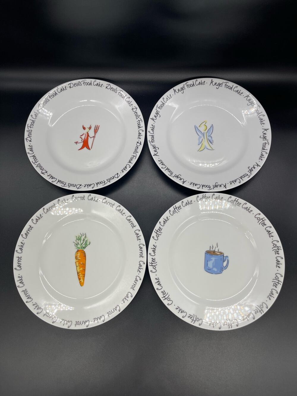 10 Strawberry Street Set of 4 Dessert Plates 8" Cake Plates Made in Sri Lanka